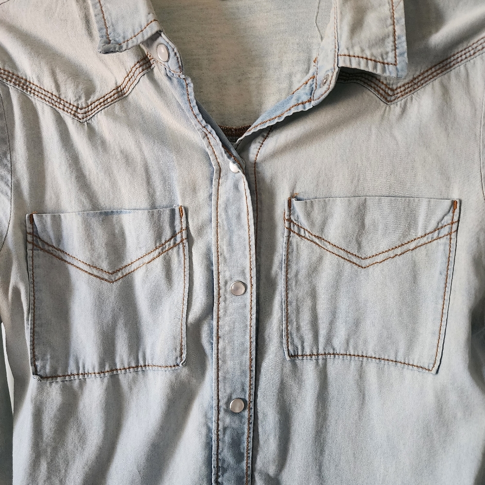 Denim Button Up Top - Picture 2 of 5